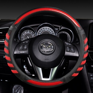 Sợi Carbon + Da Bọc Vô Lăng Ô Tô Chất Lượng Cao Cho Xe Mazda 3 bk bl bj bn 323 Axela 3 Thể Thao Phụ Kiện Ô Tô