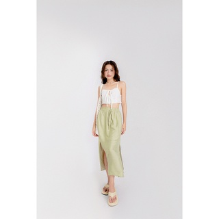 Chân váy dài xẻ tà chữ A Xanh rêu Cony Skirt - Laimer