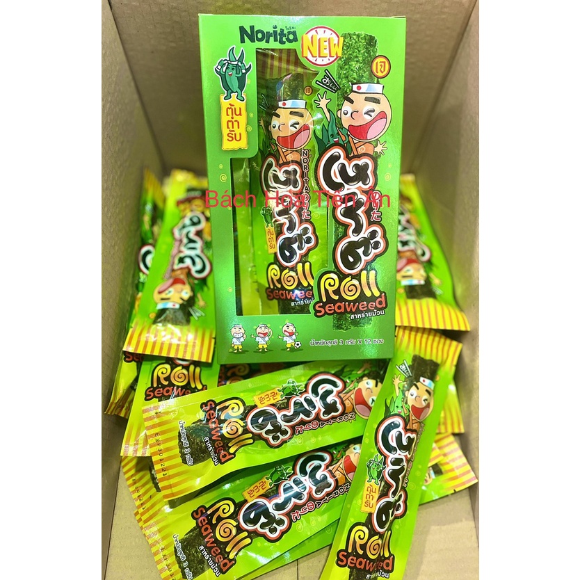 Rong biển cuộn tròn NoRiTa Seaweed Thái lan Hộp 3g x 12 Cây FREE 1 cây ...