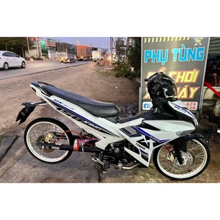 Tem trùm Exciter 150 yamaha trắng đen viền xanh - Độ dán team trùm decal xe máy - Team trùm ex decal rẻ đẹp và chất  trắ