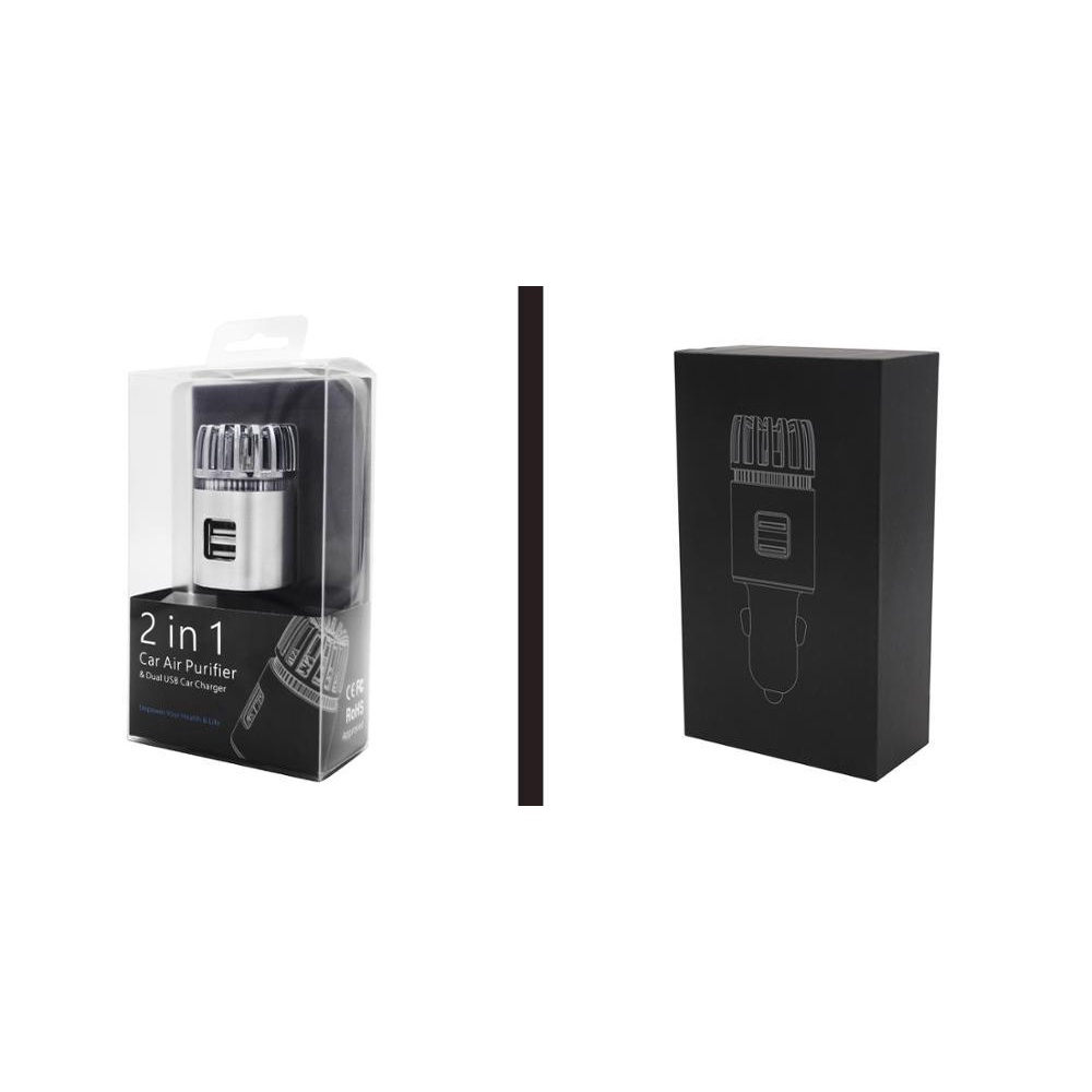 Máy lọc không khí ô tô tạo ion âm Ionkini 12V kèm tẩu sạc 2 cổng USB 5V/2A khử mùi, lọc bụi cho xe hơi-cao cấp-siêu xịn