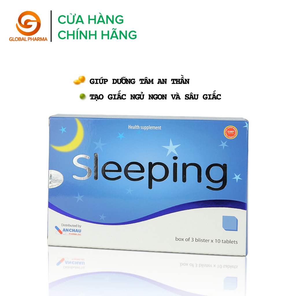 Ảnh Viên uống sleeping AN CHÂU hỗ trợ giấc ngủ, tạo giấc ngủ ngon sâu giấc hộp 3 vỉ 30 viên - globalPharma 1