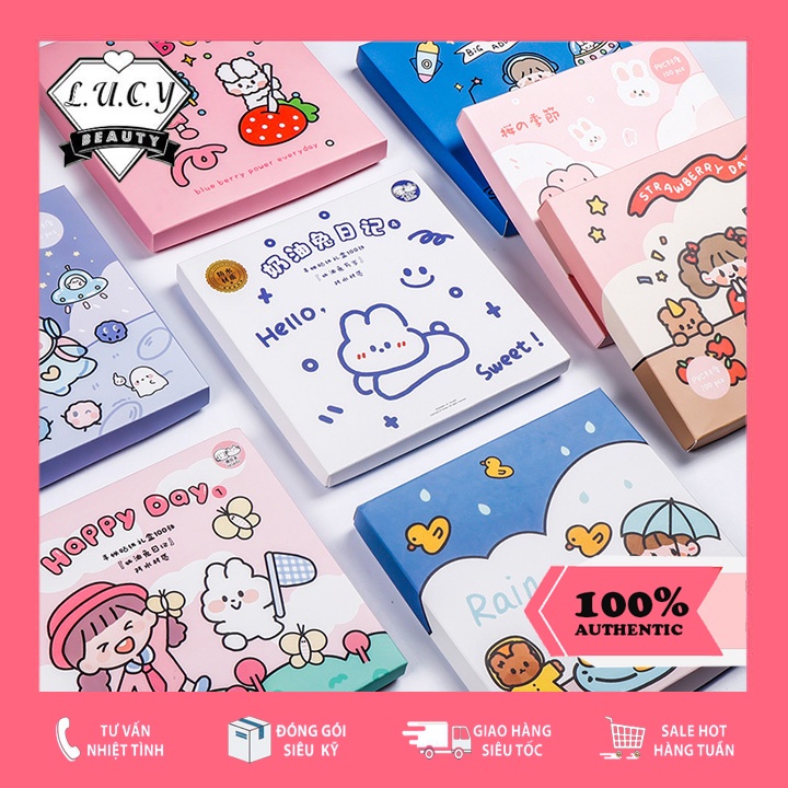 Hộp 100 tấm nhãn dán sticker đáng yêu làm quà tặng sinh nhật, trang trí ...