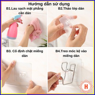 Móc Inox Dán Tường Treo Thau Chậu, Khăn, Quần Áo/ Giá Gắn Tường Treo Đồ Nhà Bếp, Nhà Tắm { H }