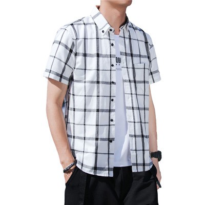 Mới Tay Ngắn Hoa Áo Sơ Mi Hàn Quốc Cotton Kẻ Sọc Ca Rô Nam Plus Kích Thước Áo Kurta