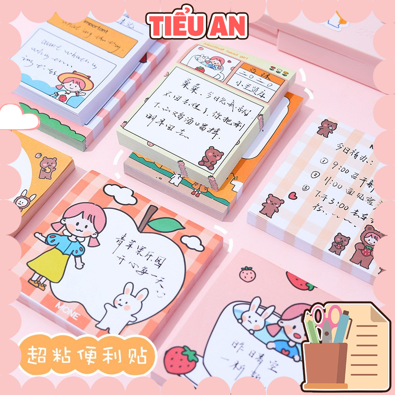 Giấy Note Họa Tiết Bé Gái Xinh Xắn (80 Trang)