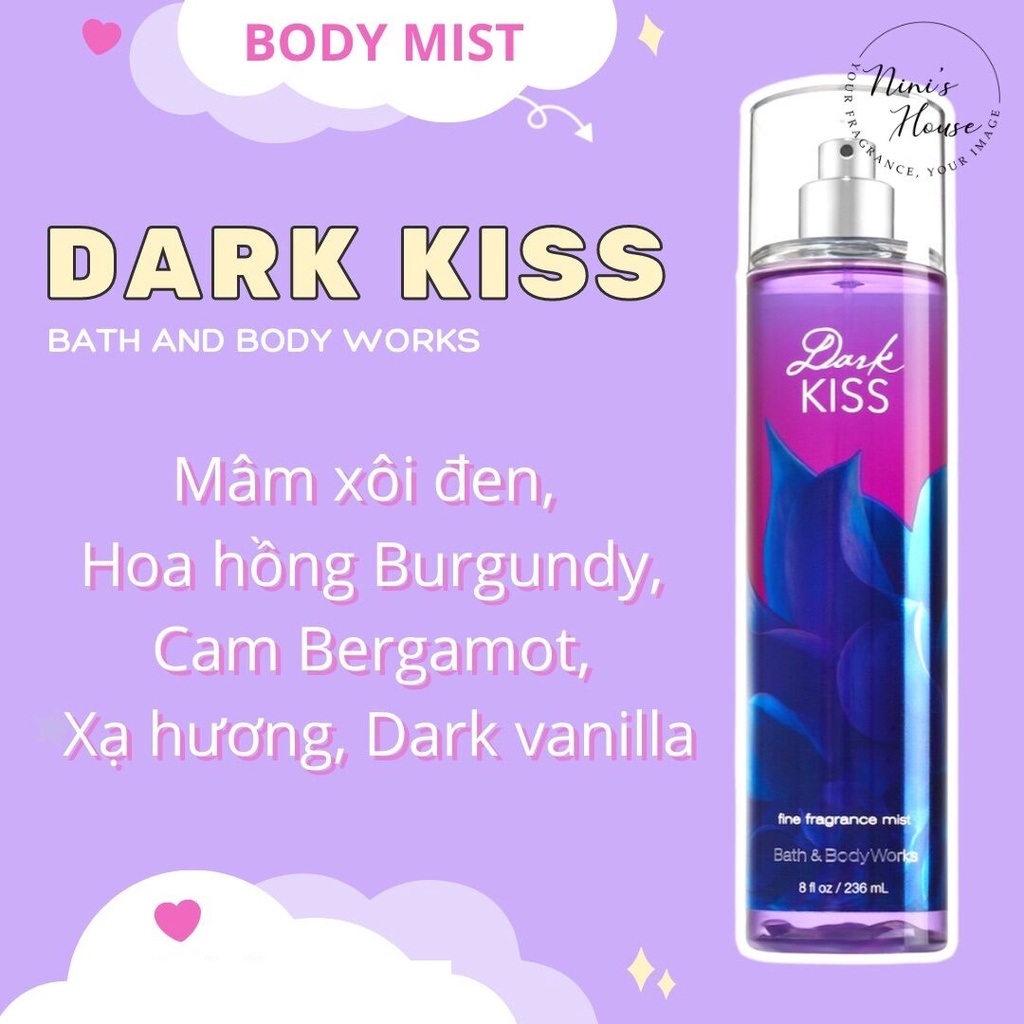 body mist Xịt thơm Dark Kiss 236ml Hương Thơm Ngọt Ngào, Sang Trọng