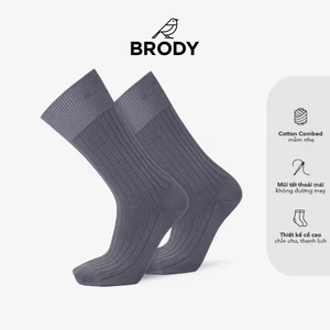 Tất nam cổ cao BRODY Xám Nhạt Cotton Combed cao cấp Thời trang nam Công sở - MC00779