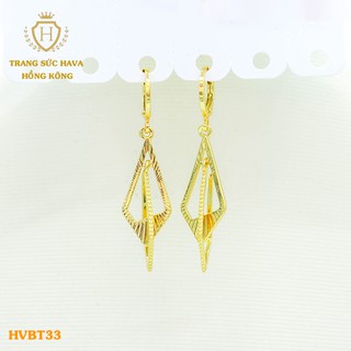 Bông Tai, Khuyên Tai Nữ Dáng Dài Múi Khế Xi Mạ Vàng 24K Cao Cấp - Trang Sức Hava - HVBT33