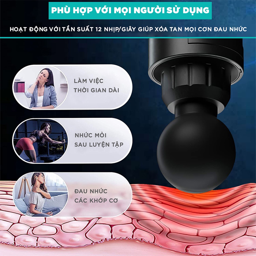 Mô tả Máy Massage Cầm Tay Cao Cấp KINGTECH KH-720PRO, 20 Cấp Độ, Hỗ Trợ Mát Xa Chuyên Sâu, Giảm Đau Cơ, Cứng Khớp - Chính Hãng - 9