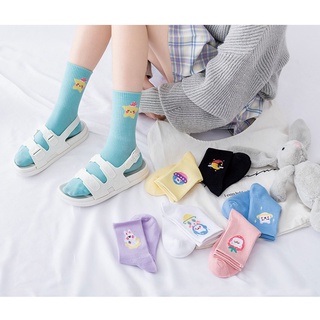 Tất nữ cổ cao Hàn Quốc kèm họa tiết đáng yêu vớ chân dài chất cotton siêu mềm co giãn 4 chiều thoáng khí HANASO TD026