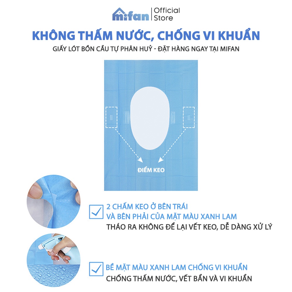 Ảnh Miếng Giấy Lót Bồn Cầu Tự Phân Hủy MIFAN - 10 miếng/set - Chống Thấm Nước, Dính Chắc Chắn - Nhỏ Gọn, Vô Trùng, Sạch Sẽ 3