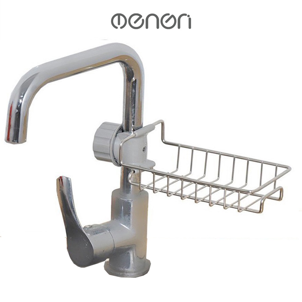 Ảnh Kệ Gắn Vòi Nước Lavabo Để Đồ Cọ Xoong Chất Liệu INOX Full Hộp - OENON 1