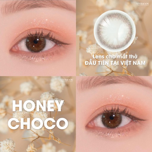 Ảnh Lens cận VIVIMOON cho mắt thở màu nâu tự nhiên Honey Choco Giá 1 đôi 1