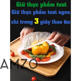 AMZO_(LOẠI ĐỦ) COMBO MÀNG BỌC THỰC PHẨM PE/ TÚI GẤU CÓ CHUN BỌC ĐỒ ĂN CO GIÃN TỐT 24CM (BỌC LỚN DÀI)