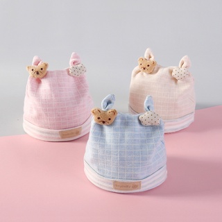 Mũ beanie cotton giữ ấm mùa đông in họa tiết hoạt hình dễ thương cho bé sơ sinh 0-3 tháng tuổi