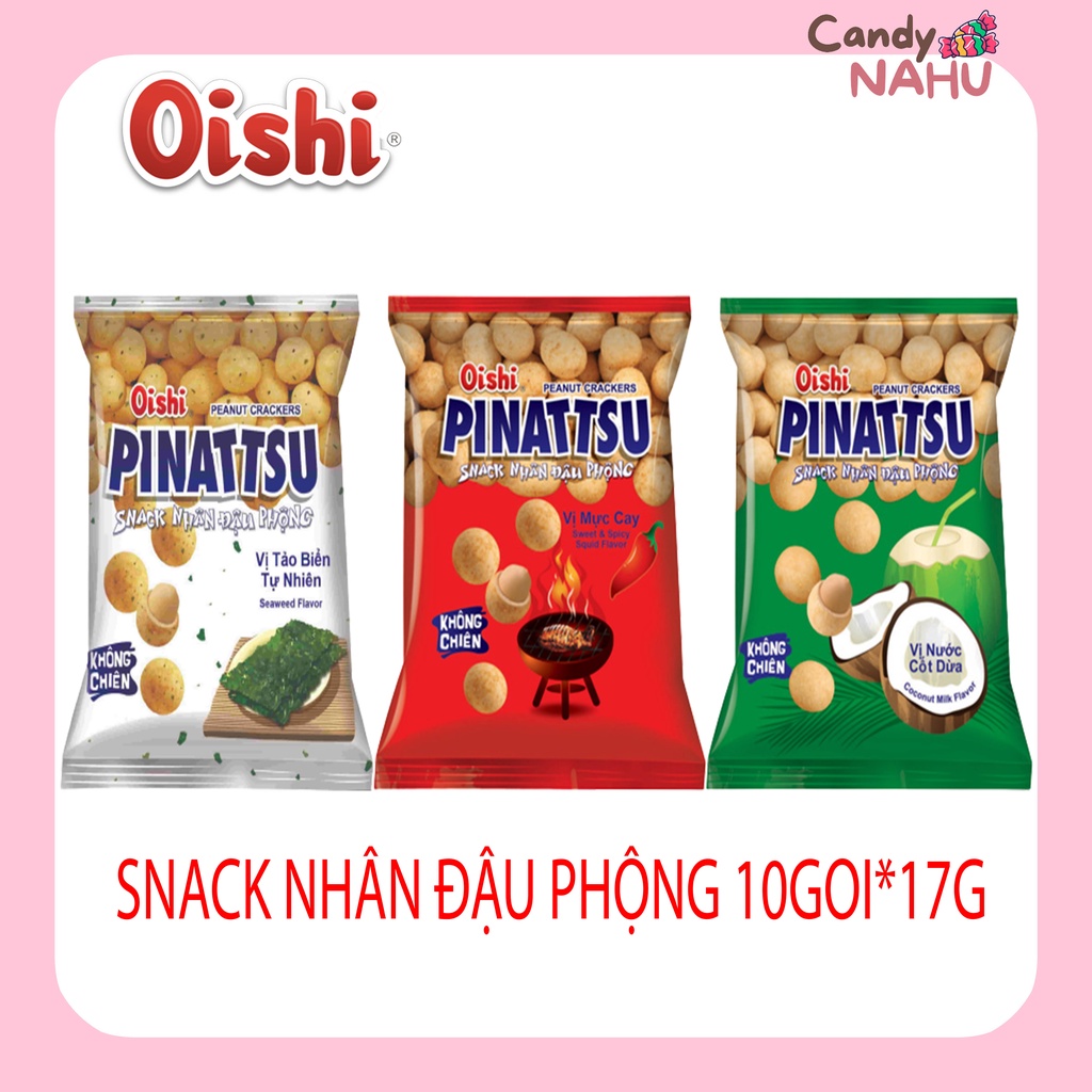 Snack nhân đậu phộng da cá PINATTSU Oishi túi 10 gói 13g | Shopee Việt Nam