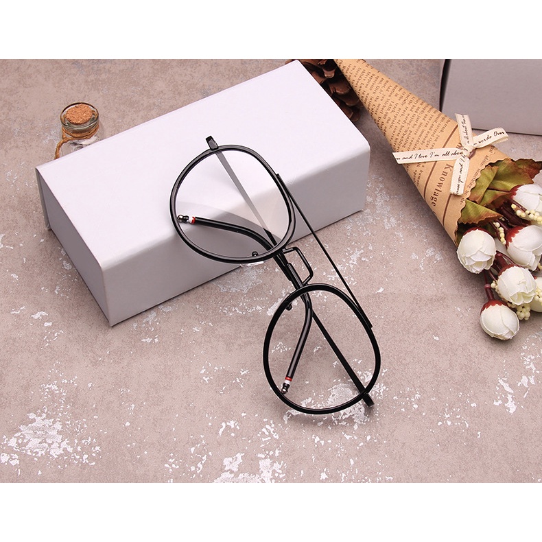 Kính giả cận gọng tròn thời trang nam nữ mắt kính không độ chống tia UV phong cách Hàn Quốc HANASO 059