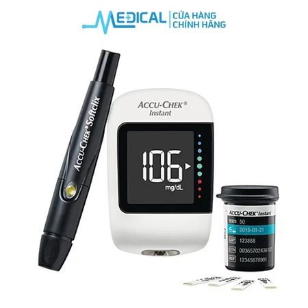 Máy đo đường huyết Accu-Chek Instant mg/dL. Kèm Dụng cụ lấy máu Softclix, 10 kim - MEDICAL