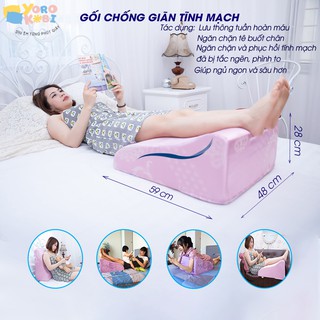 Gối kê chân giãn tĩnh mạch YOROKOBI cao 28cm giảm phù nề chân, tê bì, vọp bẻ [TEM CHUẨN]
