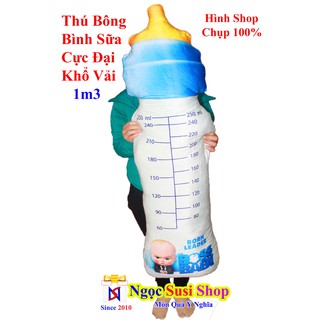 Gối Ôm Nhồi Bông Hình Bình Sữa Khổng Lồ Cực Đại Khổ Vải Chiều Dài 1m3