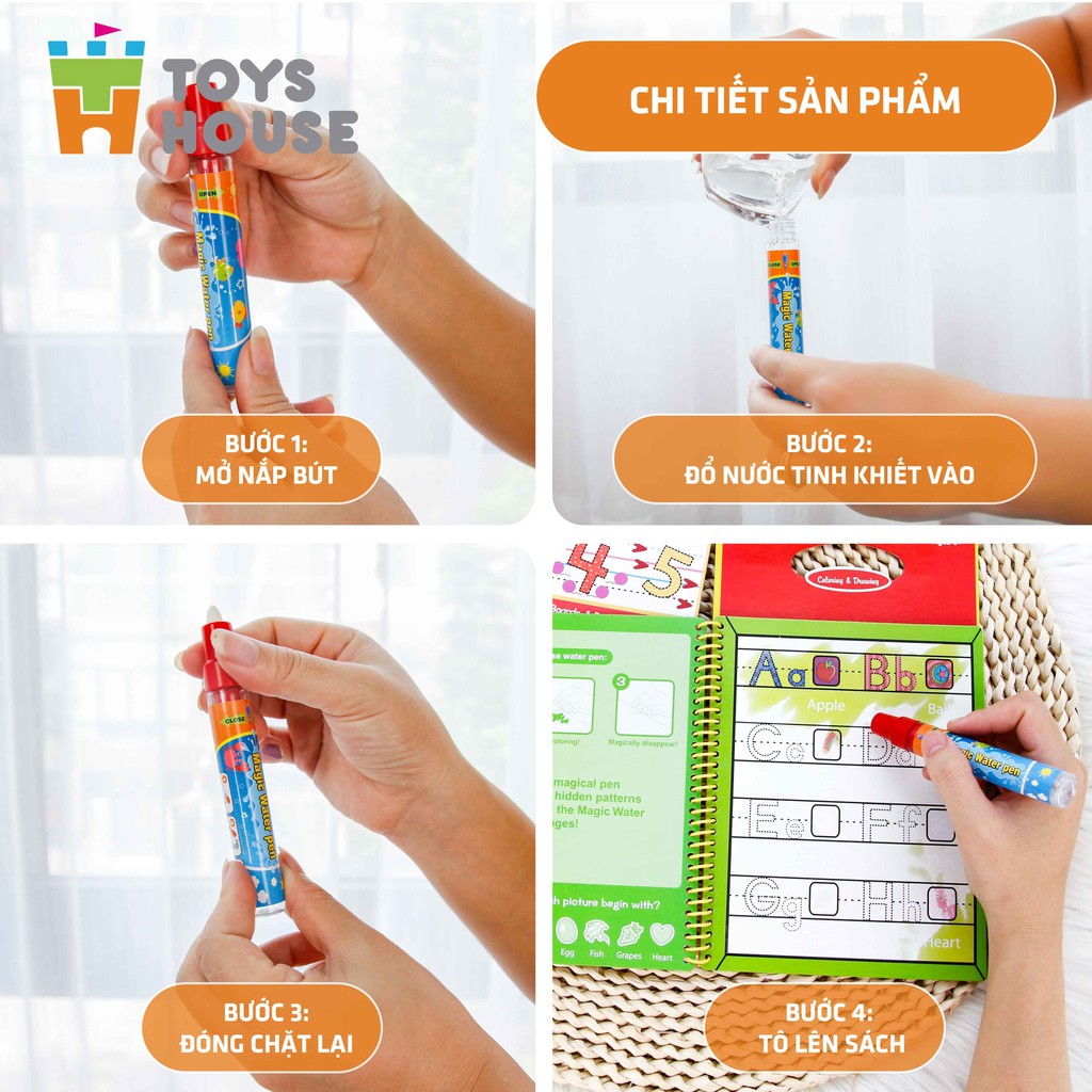 Ảnh Sách nước tô màu ma thuật cho bé, tranh tô màu nước nhiều chủ đề ToysHouse giáo dục sớm cho trẻ, giúp phát triển kỹ năng 3