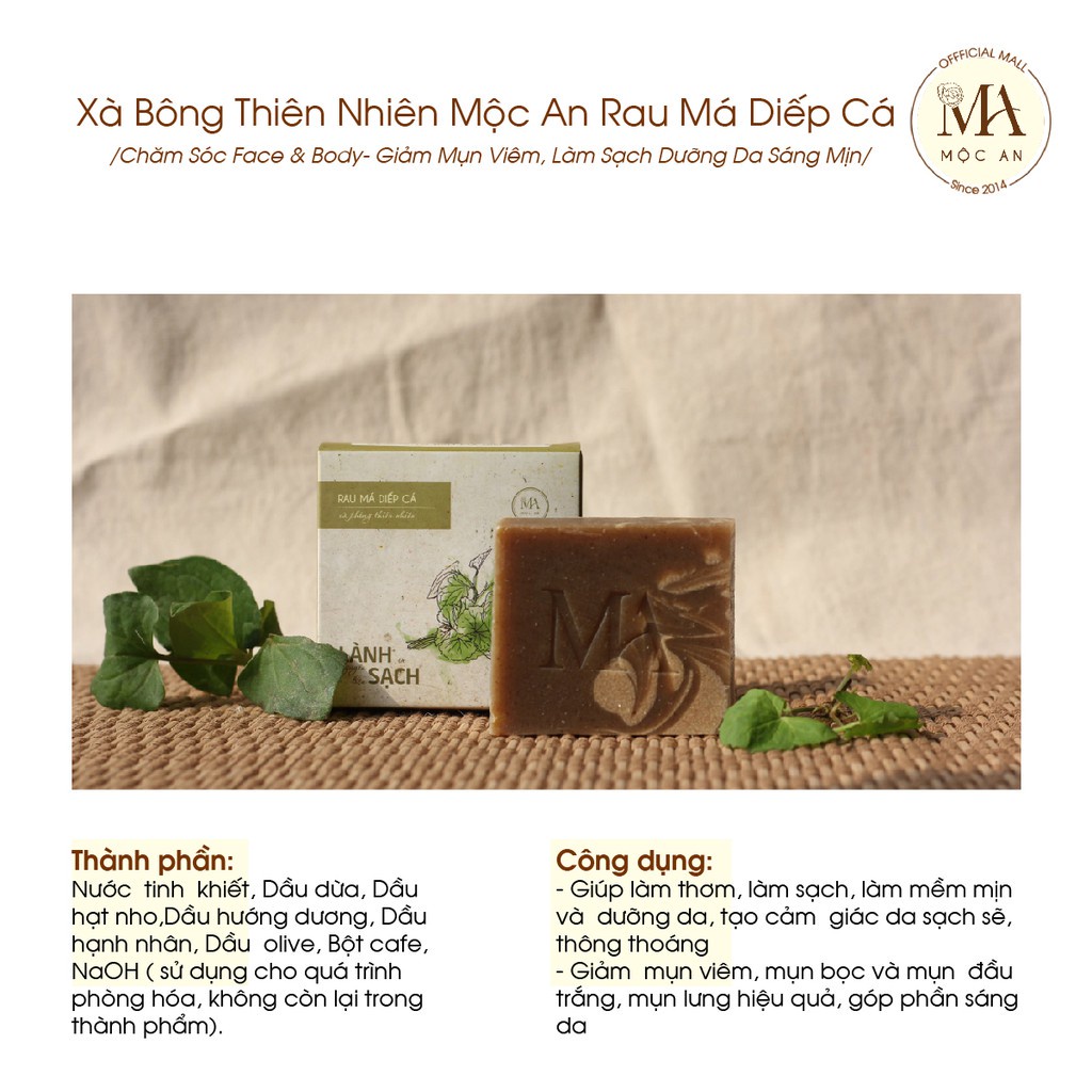 Mô tả Xà Bông Thiên Nhiên Mộc An Rau Má Diếp Cá Chăm Sóc Face & Body-Giảm Mụn Viêm, Làm Sạch, Sáng Da 100g - 5