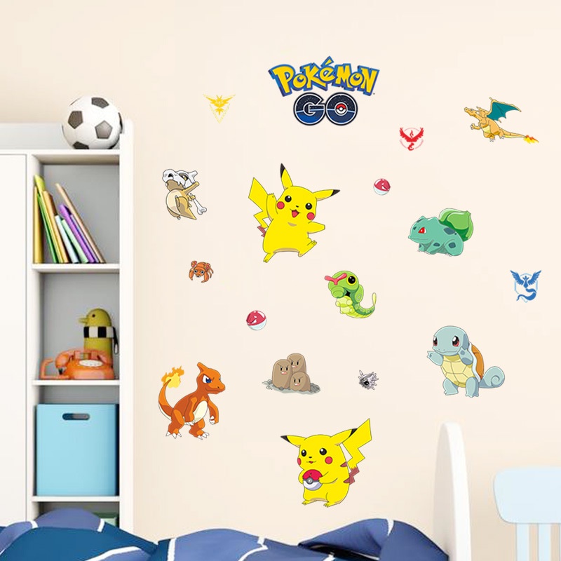 ST2 Pokémon Thám Tử Pikachu 3D Giấy Dán Tường Ba Chiều Miếng Dán Trẻ Em Phòng Ngủ Trang Trí Phòng Khách Sinh Nhật Par