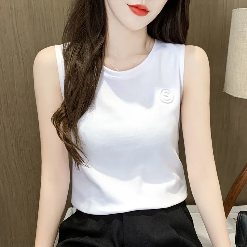 Áo Thun Cotton Không Tay Dáng Rộng Phong Cách Hàn Quốc Dành Cho Nữ
