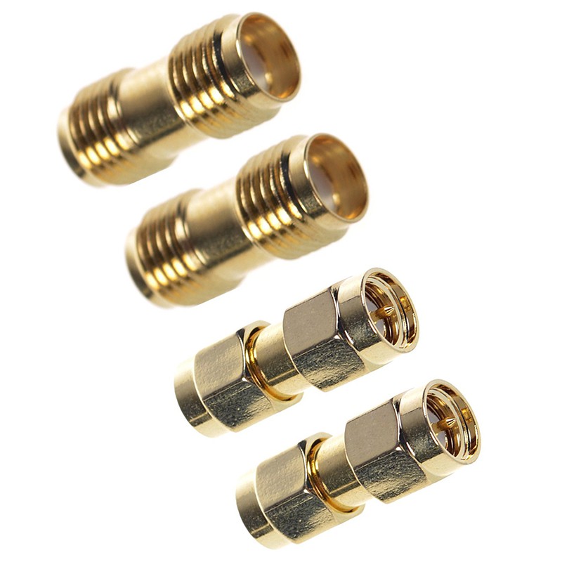 2 Chiếc SMA Nam Sang SMA Nam Cắm + 2 Chiếc SMA Nữ Sang SMA Nữ Jack RF Đồng Trục Adapter Kết Nối