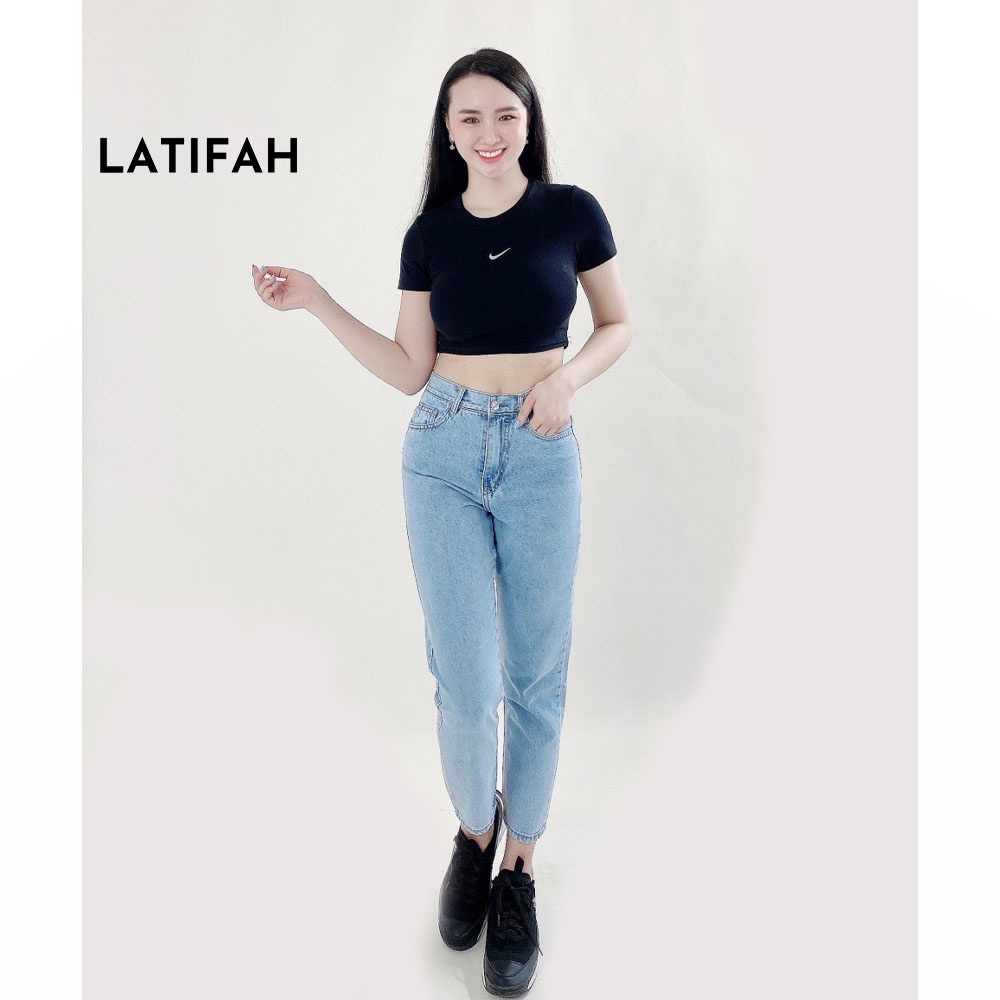 Quần baggy jean nữ Latifah ống nhỏ trơn lai thường QD022 phong cách hàn quốc trẻ trung spe