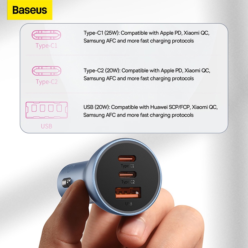 Ảnh Tẩu sạc nhanh Baseus 65W / 60W 3.0 trên xe hơi thích hợp cho iPhone 13 Pro Max Xiaomi 2