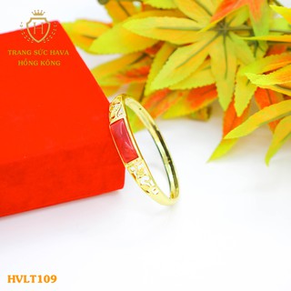 Vòng Tay, Lắc Tay Nữ Mặt Đính Đá, Titan Xi Mạ Vàng Non Cao Cấp - Trang Sức Hava Hong Kong - HVLT109