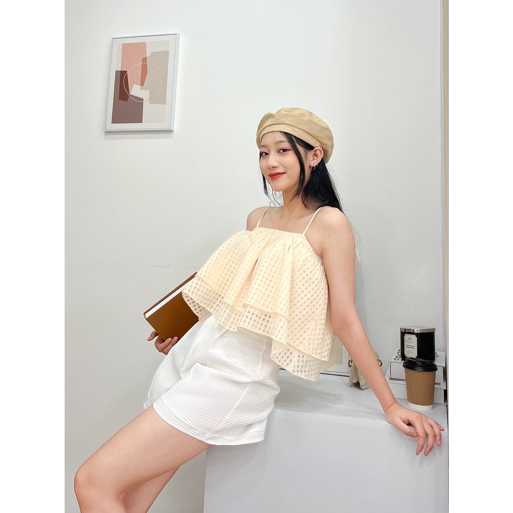 ÁO HAI DÂY CỘT BO CHUN XÒE CHẤT KIẾNG Ô VUÔNG XINH XẮN - ZEN TOP