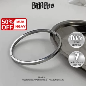 Vòng tay trơn kim loại bạc thép titan không gỉ phù hợp cho nam và nữ phong cách đơn giản BEAR18 - L103