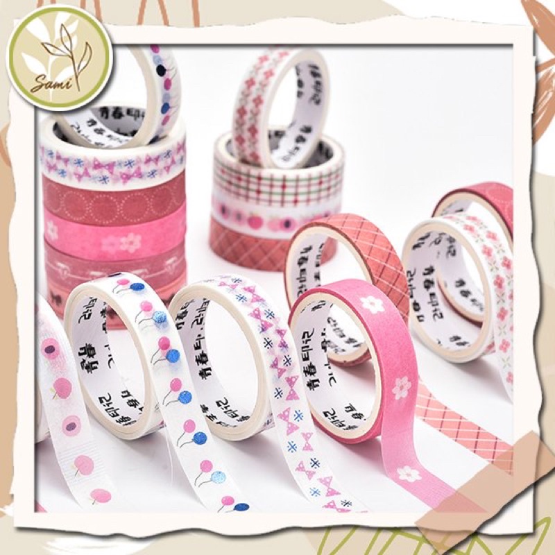Washi hoạ tiết set 10-12 cuộn để trang trí journal, sổ tay SAMI