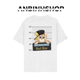 Áo thun unisex chibi mèo bad boy truy nã cực dễ thương form rộng vải dày mịn mát 2019T1262