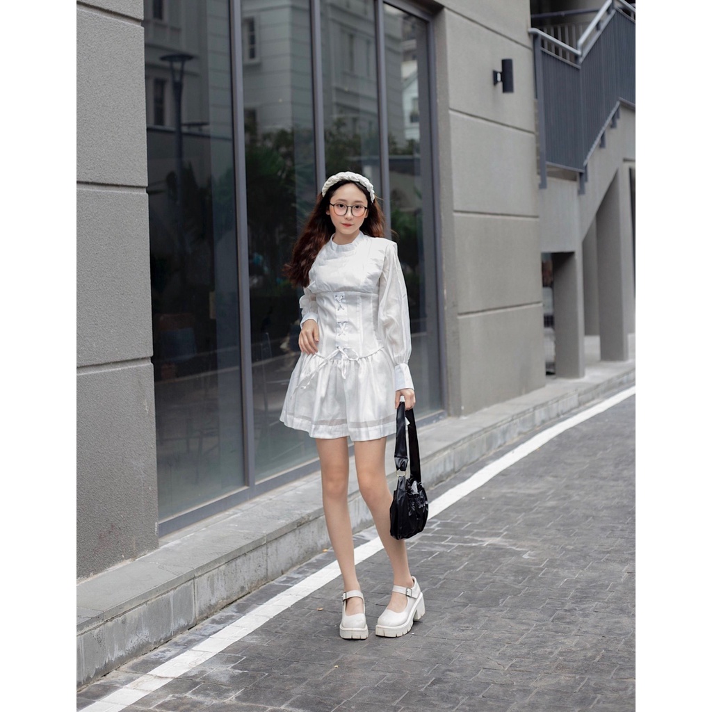 ĐẦM TRẮNG TAY BỒNG ÔM EO HIỆN ĐẠI - JOYCE DRESS