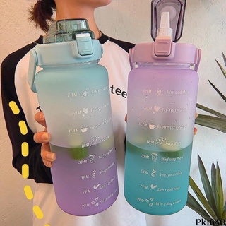 (Hàng dày loại 1 +tặng sticker) Bình nước 2 lít cute chia vạch nhắc nhở bình đựng nước 2L có vòi tập gym thể thao