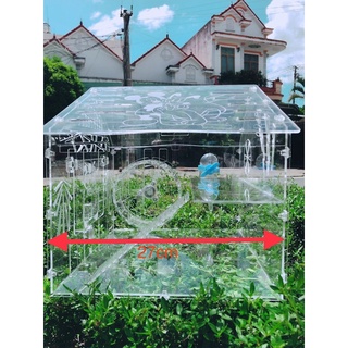 Lồng nuôi hamster giá rẻ, Tặng wheel êm + Bình nước, 27x27x27cm mica trong suốt cao cấp