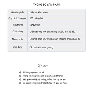 [Hộp 100 Miếng] Khăn lau kính Nano, khăn giấy chống bám hơi nước, giấy lau kính chống mờ sương, mồ hôi, chống nhờn kính