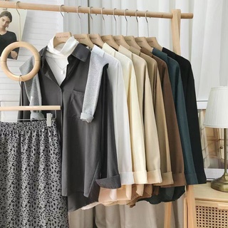 Áo Sơ Mi Nữ Tay Dài Dáng Rộng Phong Cách Hàn Quốc Baju Baju Wanita Lengan Panjang