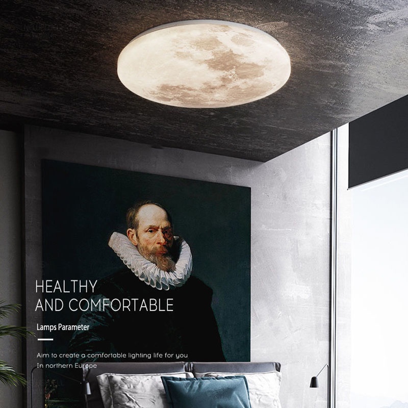 Đèn trần mặt trăng, Đèn chùm Led có thể điều chỉnh độ sáng 3D, Phòng ngủ Phòng khách Phòng trẻ em Mặt dây chuyền trang trí