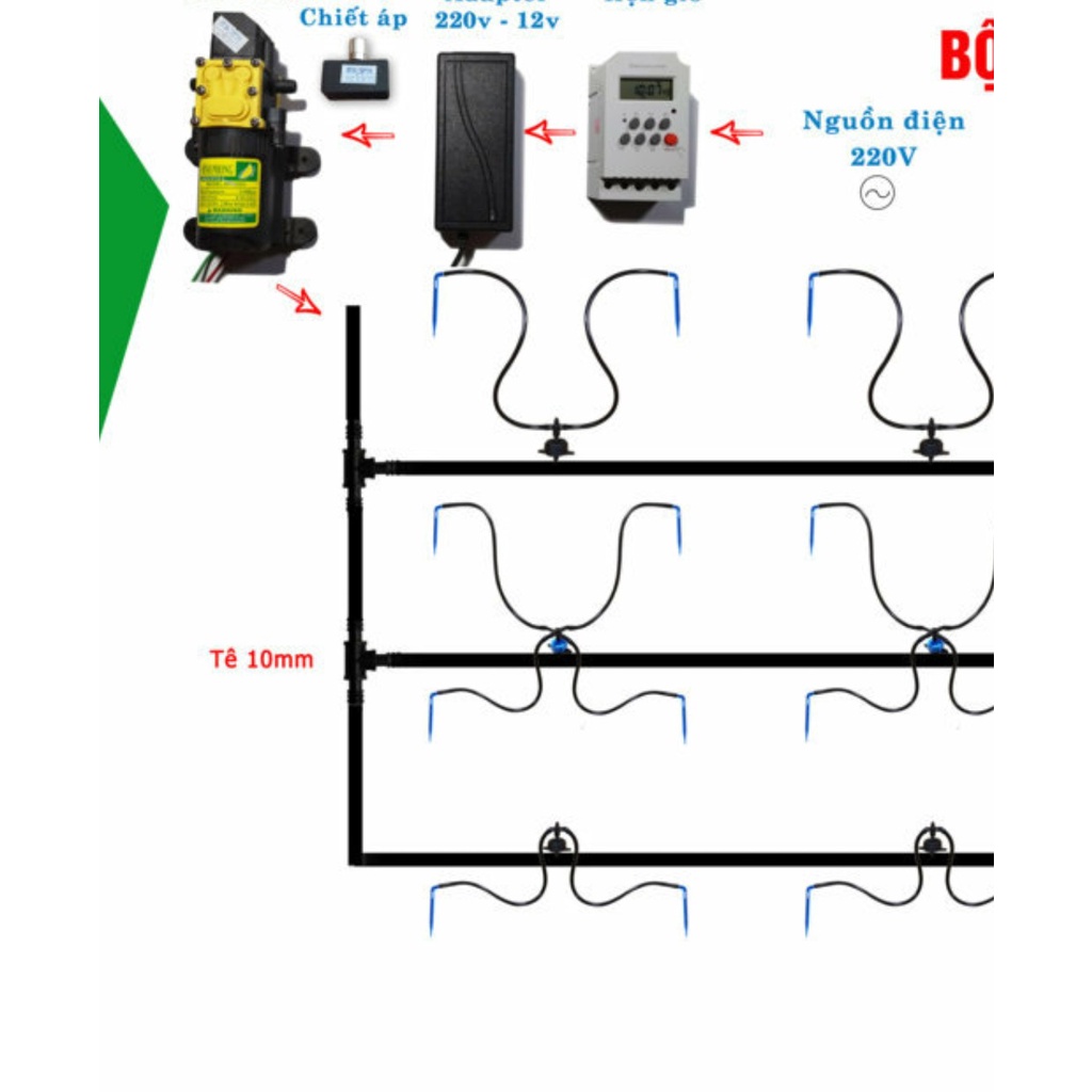Bộ Tưới Nhỏ Giọt Có Bù Áp, Lưu Lượng 4 lít/giờ (Bộ 2 Que Cắm)