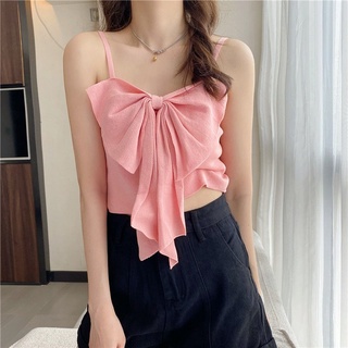 Áo Hai Dây Dáng Ngắn Thắt Nơ Phong Cách Hàn Quốc Thời Trang Mùa Hè Hàng Mới Dành Cho Bạn Nữ
