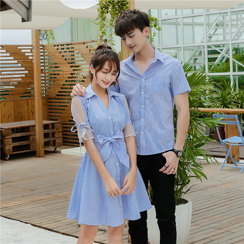 Áo Đôi Áo Cặp 🎀Freeship🎀 Áo Đôi Váy Sơ Mi Nam Nữ Chụp Cưới Đi Biển Màu  Xanh - Av14 (Có Ảnh Thật) | Shopee Việt Nam