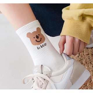 Tất Cute Cổ Cao Nam Nữ Trơn Trắng Đen Nhiều Màu Thể Thao Hình Gấu Thỏ T02