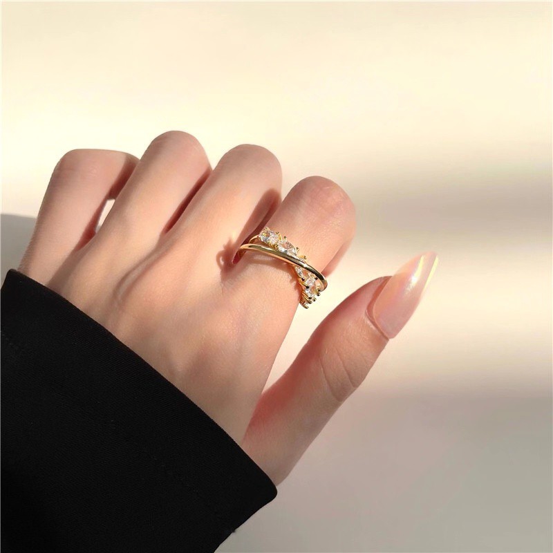 Micro-Set Zircon Siêu Nhấp Nháy Phong Cách Mở Nhẫn Thời Trang Ánh Sáng Sang Trọng Cá Tính Cao Cấp Chỉ Số Nhẫn Nhẫn Phụ Kiện