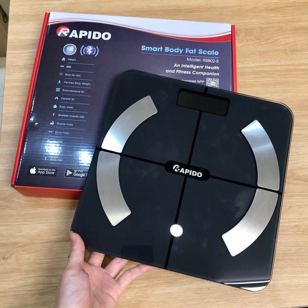 Cân điện tử, cân sức khỏe điện RAPIDO RSB02-S đo 11 chỉ số có kết nối  Bluetooth- BH 12 tháng | Shopee Việt Nam