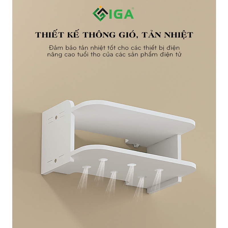 Ảnh Kệ wifi treo tường 2 tầng IGA không cần khoan để đầu thu kỹ thuật số, remote điện thoại - IG407 / IG411 2